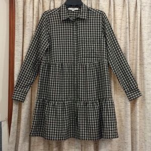 Loft Plaid Tiered Shirtdress